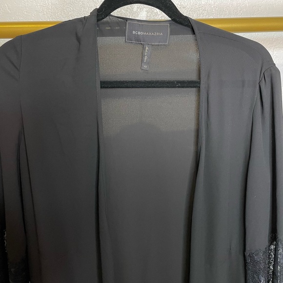 Bcbg sheer long kimono robe black Lace Maxi - Picture 2 of 3